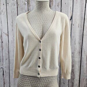 Boden Size 14 Soft 100% Cashmere Cream Cropped Shrug Cardigan Sweater Spring